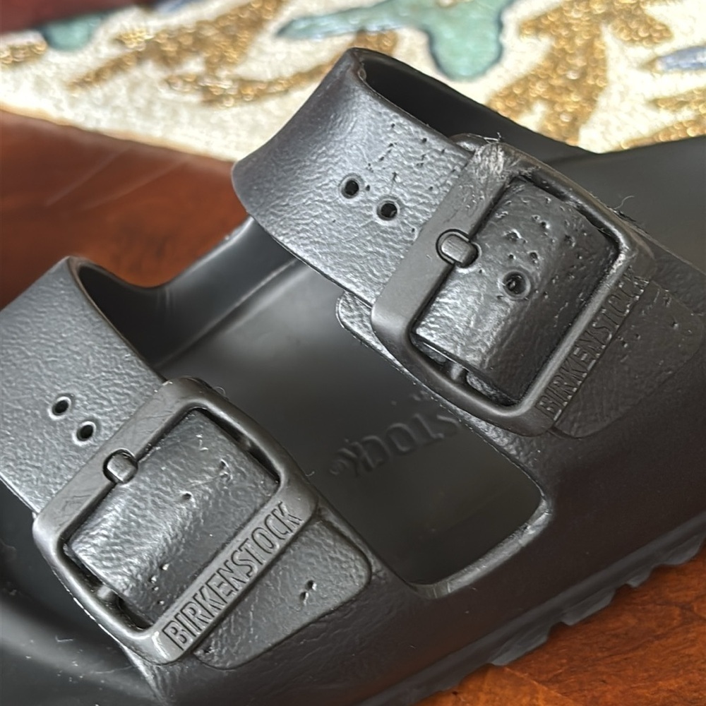 BIRKENSTOCK ARIZONA EVA RUBBER SANDALS DOUBLE BUCKLE BLACK WATERPROOF CASUAL - Picture 5 of 16